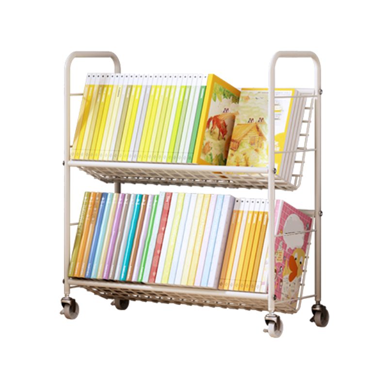 Contemporary Metal Bookcase Standard Closed Back Bookshelf with Shelves