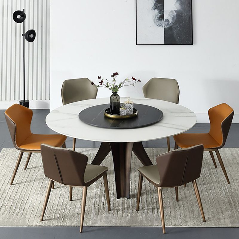 Tavolo da pranzo in pietra rotonda bianca nera mobili moderni con base di piedistallo