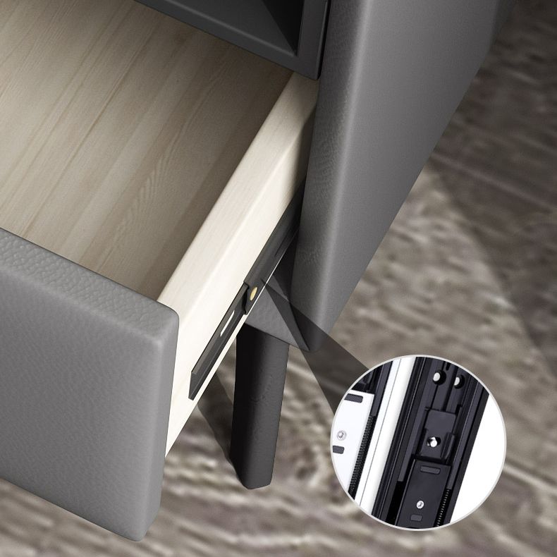 Holz und Lederbett Nachttisch moderner minimalistischer offener Nachttisch mit Schubladen