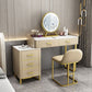 Glam Make-up Vanity With 5 Storage Drawers Dresser with Golden Base Clearhalo 'Bedroom Furniture' 'furn' 'furn_makeup_vanities' 'Furniture' 'Makeup Vanities' 'makeup_vanities' 1200x1200_d002ca7c-58d1-4aac-a887-b048e0a1c985