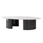 Glam 15.7" H Oval Slate Coffee Table Iron 2 Legs Cocktail Table Clearhalo 'Coffee & Accent Tables' 'Coffee Tables' 'coffee_tables' 'furn' 'furn_coffee_tables' 'Furniture' 'Living Room Furniture' 1200x1200_d002de66-d0e9-4aeb-b0f7-05f2d29743d4