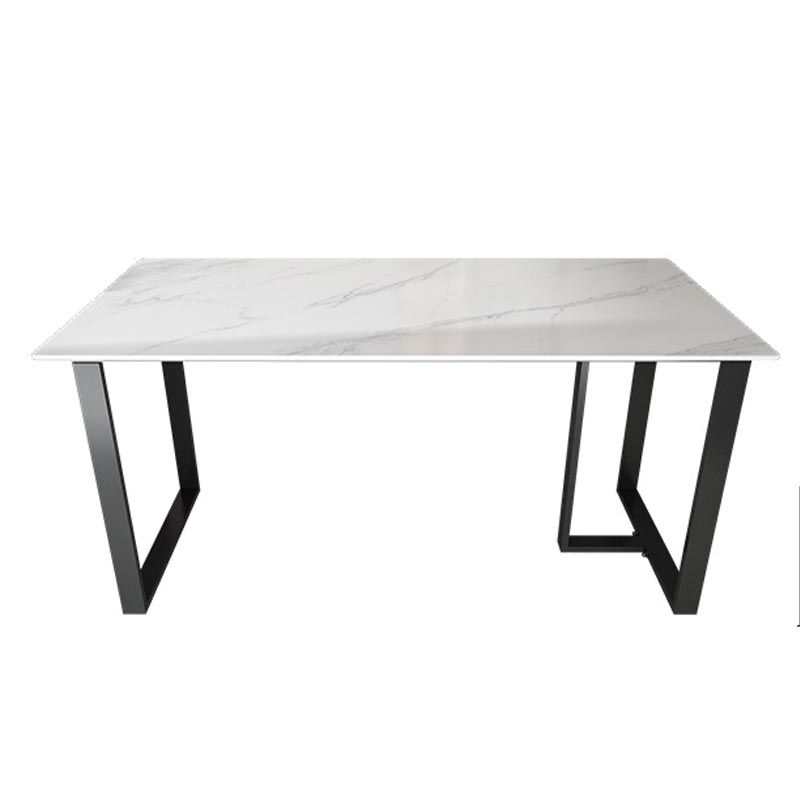 Modern White Stone Top Dinette Table Black Base Dining Table for Living Room Clearhalo 'Dining Tables & Seating' 'Dining Tables' 'dining_table' 'furn' 'furn_dining_table' 'Furniture' 'furniture_dining_table' 'Kitchen & Dining Furniture' 1200x1200_d003bae8-2329-41cf-981f-4e21509c41ef