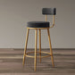 Nordic Armless Backrest Counter Stool Iron Cafe Bar Stool with Velvet Cushion and Pedal Clearhalo 'Bar Furniture' 'Bar Stools' 'bar_stools' 'furn' 'furn_bar_stools' 'Furniture' 'furniture_bar_stools' 'Kitchen & Dining Furniture' 1200x1200_d0051b8f-9244-4a3f-bb13-e7c310409d18