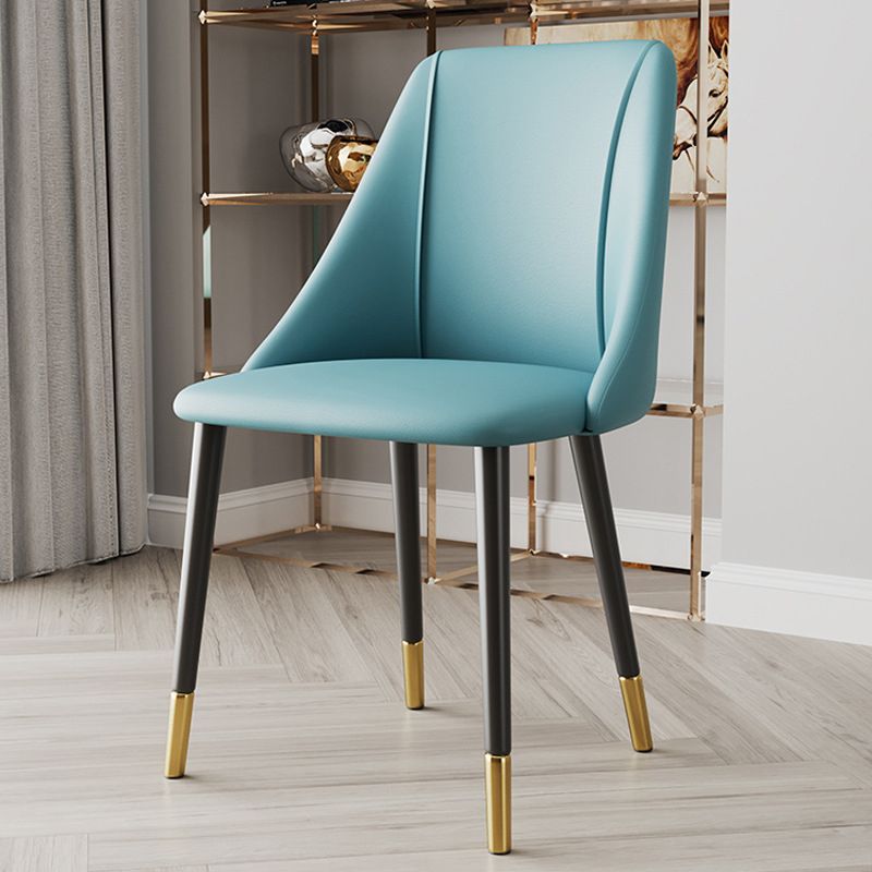 Glam Upholstered Dining Side Chair Faux Leather and Metal Dining Chair Clearhalo 'Dining Chairs' 'Dining Tables & Seating' 'dining_chair' 'furn' 'furn_dining_chair' 'Furniture' 'Kitchen & Dining Furniture' 1200x1200_d00597c3-0a2b-4f05-afba-8c9e40d9ee80