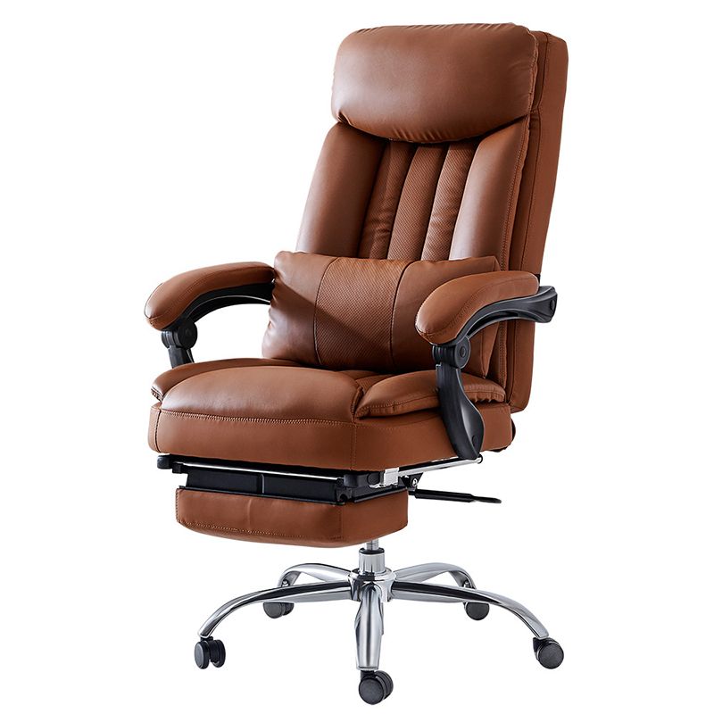 Silla de escritorio moderna Silla de cuero para computadora Silla con respaldo alto en marrón