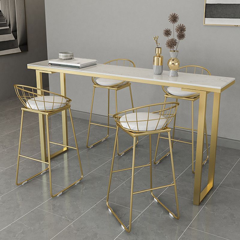 Glam Bar Height Table Faux Marble Top Bistro Table with Sled Base Clearhalo 'Bar Furniture' 'Bar Tables' 'bar_tables' 'furn' 'furn_bar_tables' 'Furniture' 'Kitchen & Dining Furniture' 1200x1200_d005f67a-d3f1-4d27-ac49-89b47b282e0b