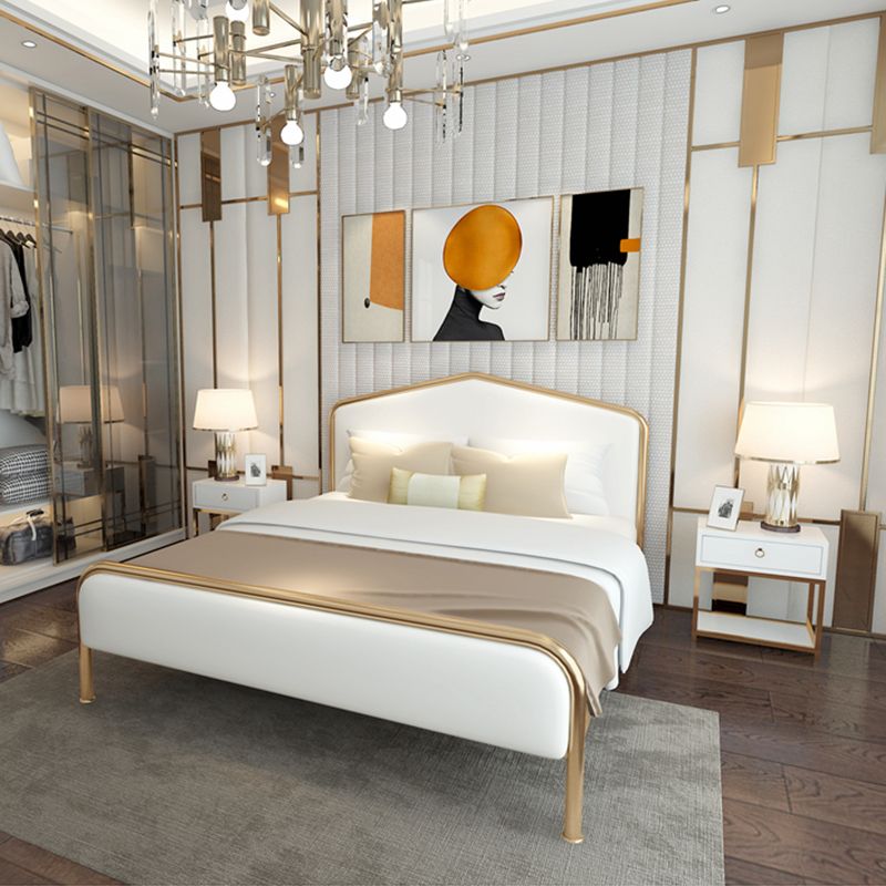 Letto standard imbottito con testiera in metallo a basso profilo