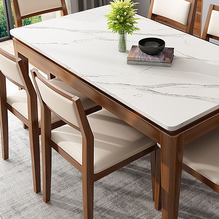 Modern Style Dining Table Set White Sintered Stone Dining Table with Solid Wood Base Clearhalo 'Dining Room Sets' 'Dining Tables & Seating' 'dining_room_set' 'Furniture' 'furniture_dining_room_set' 'Kitchen & Dining Furniture' 'kitchen&dining_furn' 'kitchen' 1200x1200_d00824b8-45f0-4af3-ba1e-b50c34020b27
