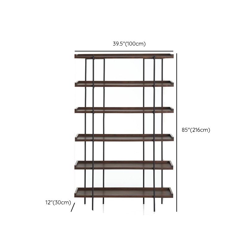Etagere Open Back Bookshelf Wooden Industrial Bookcase with Shelves Clearhalo 'Bookcases' 'furn' 'furn_bookcases' 'Furniture' 'Office Furniture' 1200x1200_d00b2e5c-8d71-409a-9202-a9ae04bb4367