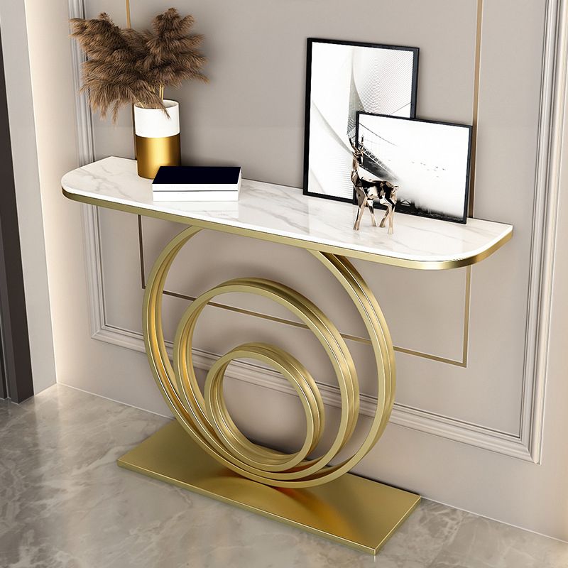 Mesa final de metal glam -metal Media mesa de sofá de piedra de luna para Hall
