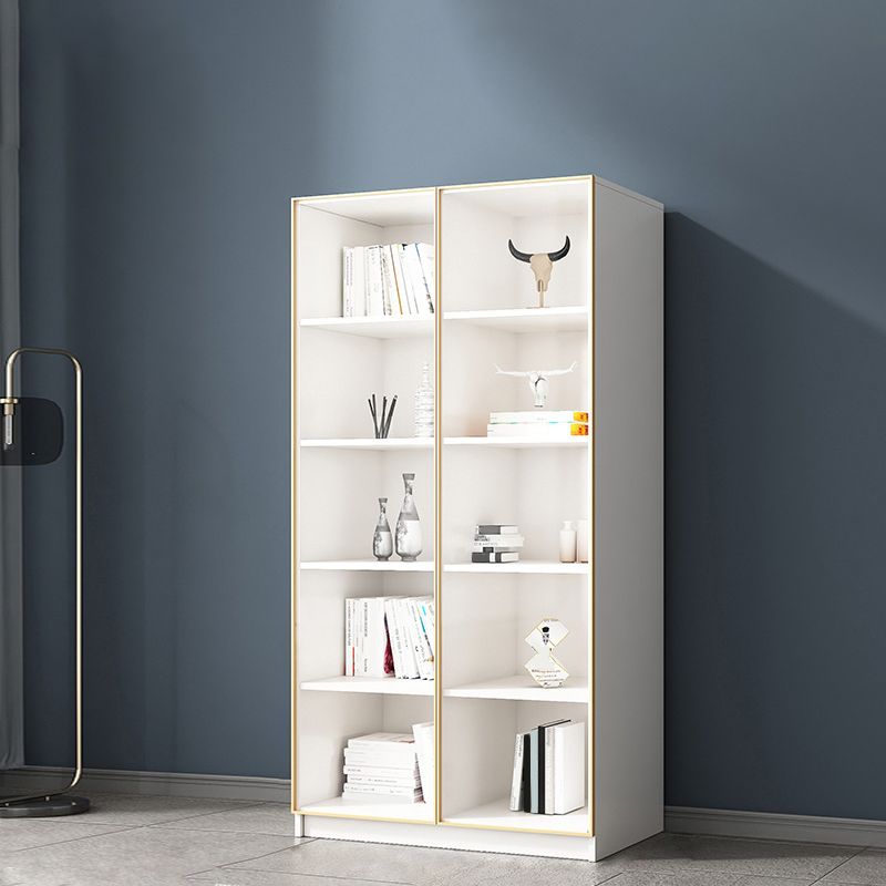 Modern Engineered Wood Bookshelf Standard Closed Back Vertical Bookcase with Doors