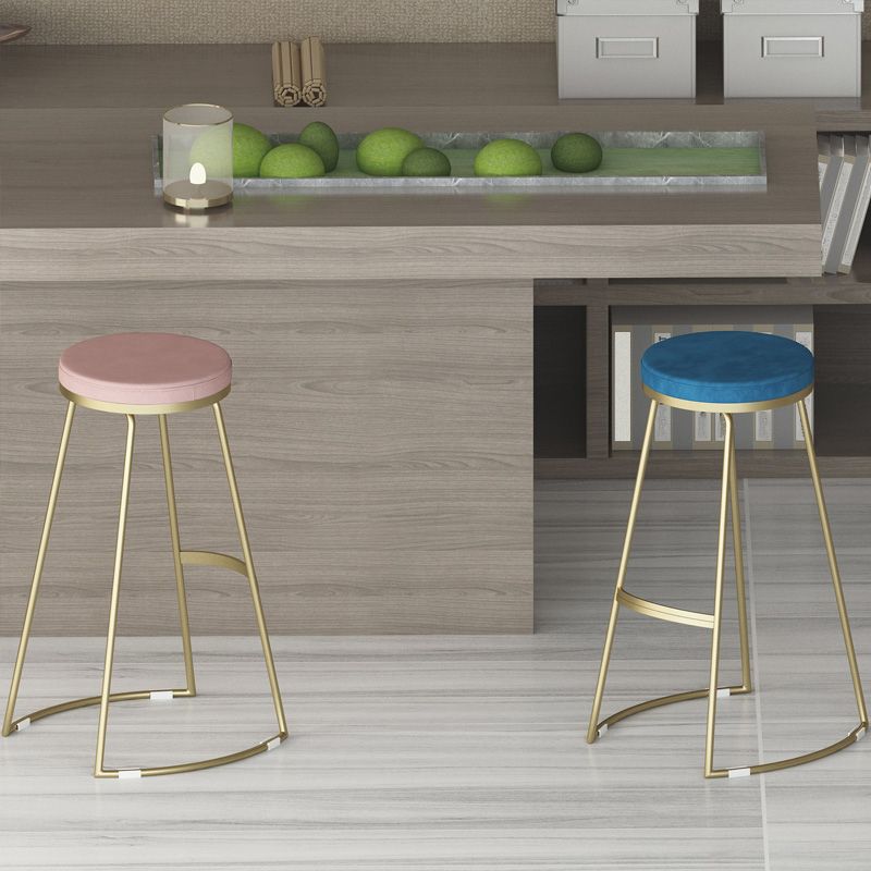 Nordic Style Bar-stool Round Seat Counter Bar Stool with Metal Legs for Home