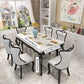 Victorian Style Marble Dining Set with White Table and 4 Black Legs Base for Home Use Clearhalo 'Dining Room Sets' 'Dining Tables & Seating' 'dining_room_set' 'furn' 'furn_dining_room_set' 'Furniture' 'furniture_dining_room_set' 'Kitchen & Dining Furniture' 'kitchen&dining_furn' 'kitchen' 1200x1200_d011c21b-163f-438e-9694-38138128e5d2
