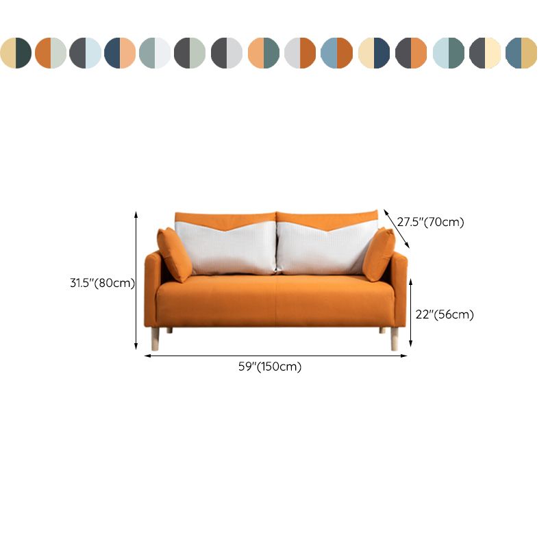 Contemporary Sofa with 2 Pillows Square Arm Living Room Seating Clearhalo 'furn' 'furn_sofas' 'Furniture' 'Living Room Furniture' 'Sofa' 'sofas' 1200x1200_d012b587-1666-4d6e-9fa4-4974eee9b909