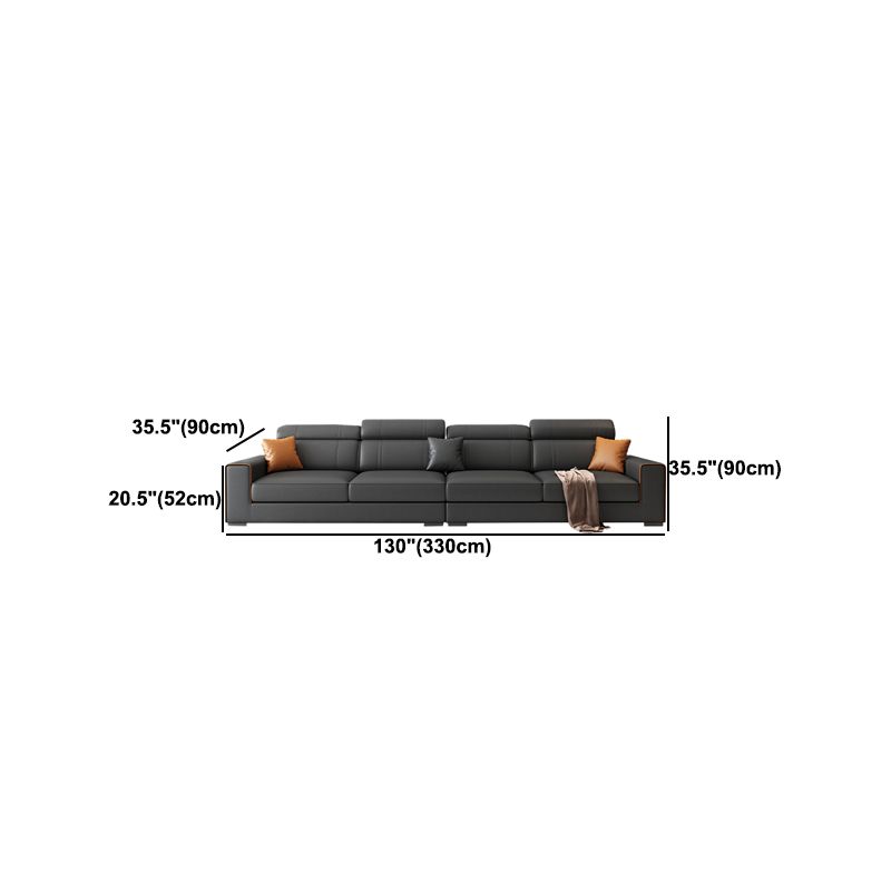 Scandinavian Dark Gray Stationary Square Arm Slipcovered Sofa