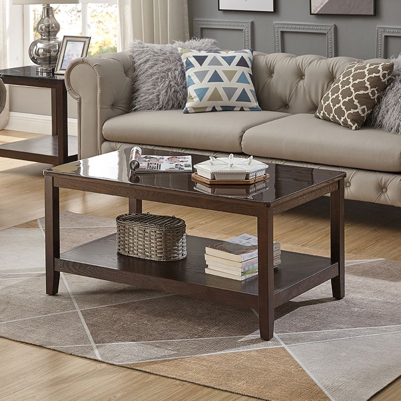 Nordic Rectangular Coffee Table Shelf Included Wood Cocktail Table -19.7"