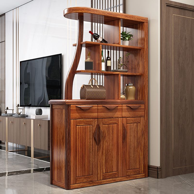 Solid Wood Cabinet in Brown 78.74" Tall Accent Cabinet with Drawers and Shelves Clearhalo 'Cabinets & Chests' 'cabinets_chests' 'furn' 'furn_cabinets_chests' 'Furniture' 'Living Room Furniture' 1200x1200_d014fa39-029d-498e-b038-8fea565b3263