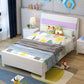 Contemporary Wood Panel Standard Bed, Rectangular Headboard Bed