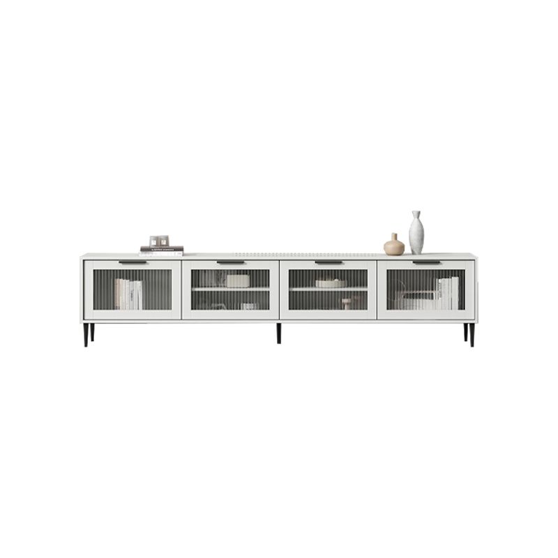 Mueble para TV con almacenamiento cerrado escandinavo Mueble para TV de madera sintética con 4 puertas