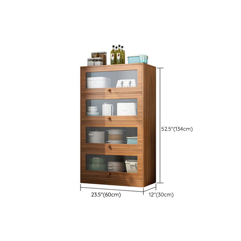 Modern Brown Server Engineering Wood Sideboard Table with Glass Door Clearhalo 'buffet_sideboard' 'Buffets & Sideboards' 'furn' 'furn_buffet_sideboard' 'Furniture' 'Kitchen & Dining Furniture' 1200x1200_d017910f-806d-4608-b638-1c6f5b0376a1