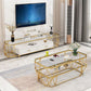 Console TV multimediale in vetro Console TV con contenitore aperto e 2 cassetti