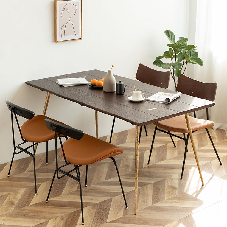 Traditional Luxury Dining Table Rectangle Wooden 4 Legs Table with Metal Base Clearhalo ' dining_table' 'Dining Tables & Seating' 'Dining Tables' 'furn' 'furn_dining_table' 'Furniture' 'furniture_dining_table' 'Kitchen & Dining Furniture' 'kitchen&dining_furn' 'kitchen' 'kitchen_dining_table' 1200x1200_d01910df-770c-4e47-877b-d3e3d662c864