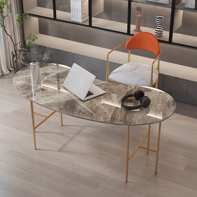 Escritorio de escritura curva glamorosa escritorio de oficina de piedra casera con patas de metal