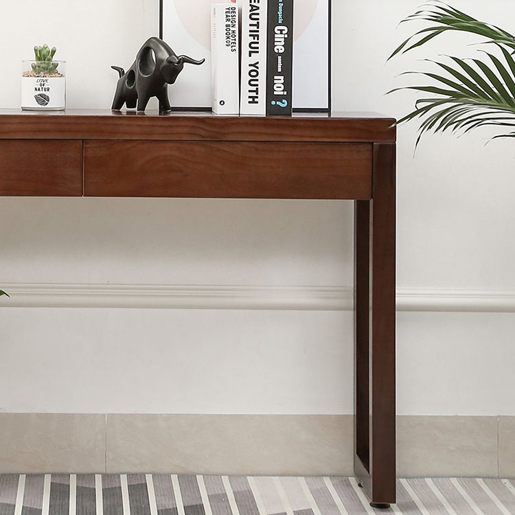 Tavolo di divano console con 2 cassetti nel tavolo console in legno marrone scuro