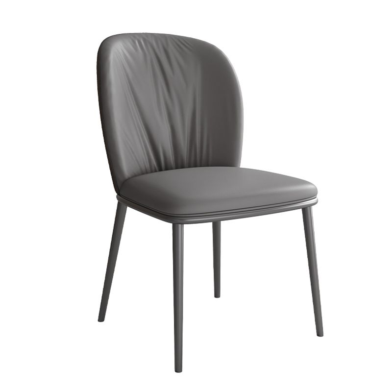 Modern Indoor Side Chair with Grey Metal Legs Faux Leather Dining Chair for Home