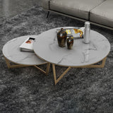 Contemporary Frame Coffee Table Round Slate Top Cocktail Table Clearhalo 'Coffee & Accent Tables' 'Coffee Tables' 'coffee_tables' 'furn' 'furn_coffee_tables' 'Furniture' 'Living Room Furniture' 1200x1200_d01deeaa-9748-4f92-900c-11239489b1a2