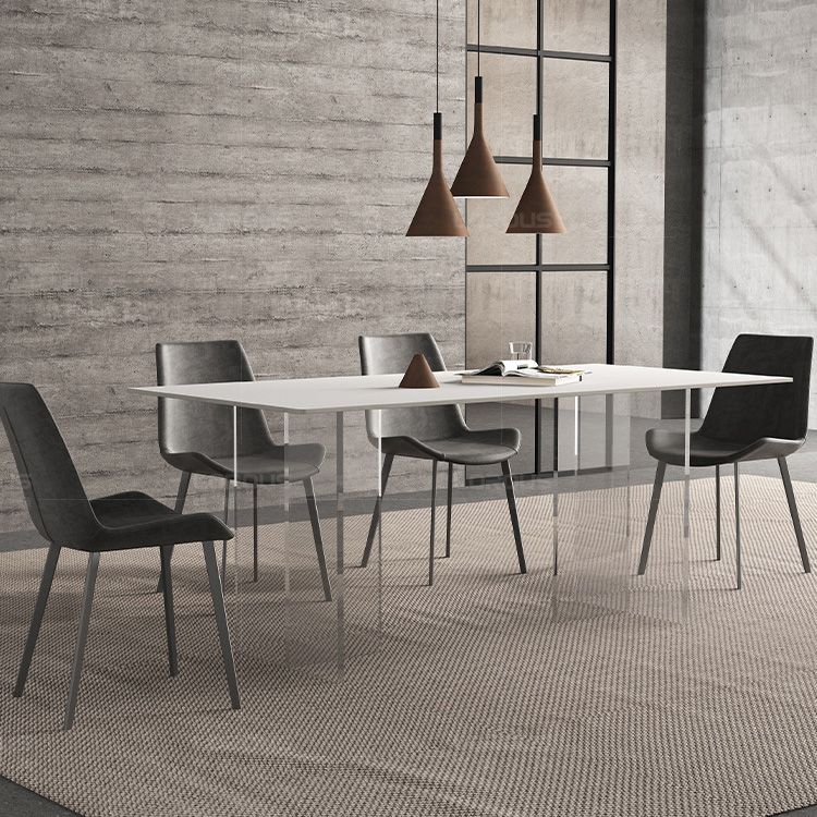 Medieval Modern Rectangle Dining Table Sintered Stone Table with Acrylic Legs for Home Use Clearhalo 'Dining Tables & Seating' 'Dining Tables' 'dining_table' 'furn' 'furn_dining_table' 'Furniture' 'Kitchen & Dining Furniture' 1200x1200_d01e92fc-d725-434a-940a-1b49ab825a97