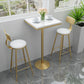 Glam Pub Table Pedestal Faux Marble Bar Table for Indoor and Breakroom