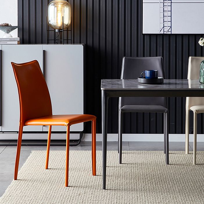 Solid Back Dining Armless Chairs Stackable Dining Side Chairs with Metal Legs Clearhalo ' kitchen&dining_furn' 'Dining Chairs' 'Dining Tables & Seating' 'dining_chair' 'furn' 'furn_dining_chair' 'Furniture' 'furniture_dining_chair' 'Kitchen & Dining Furniture' 'kitchen' 1200x1200_d01efd4d-43e2-447e-85ea-2e762d0a9735