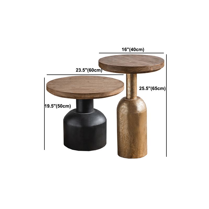 Rustic Distressed Side End Table Pedestal Round Sofa Side Accent Table Clearhalo 'Coffee & Accent Tables' 'End & Side Tables' 'end_side_tables' 'furn' 'furn_end_side_tables' 'Furniture' 'Living Room Furniture' 1200x1200_d01ff3ac-1b32-48a1-b93d-1acafcd637b9
