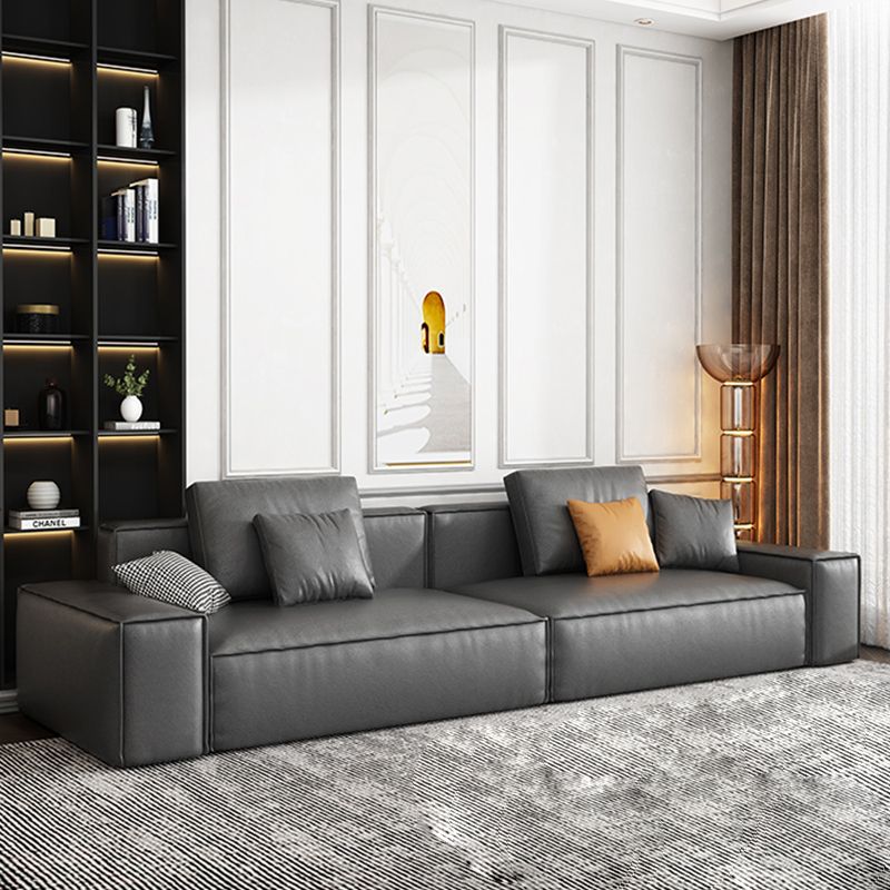 Sofa industriel avec oreillers de boîtier de base de 25,6 "Haut-tissu carré de bras en gris