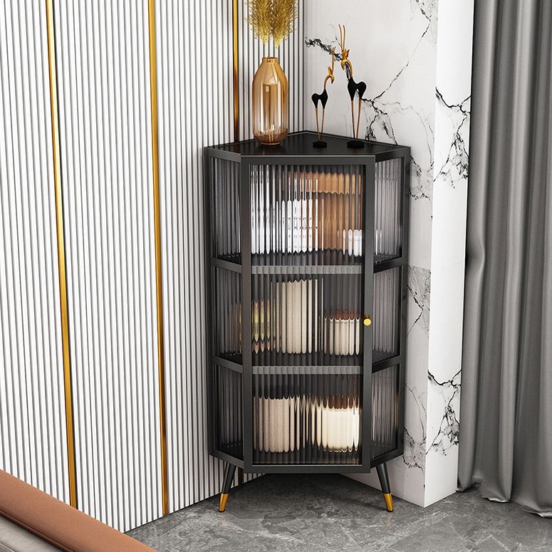 Iron Dining Room Sideboard Cabinet Modern Server Cabinet with Glass Door and Storage Clearhalo 'buffet_sideboard' 'Buffets & Sideboards' 'furn' 'furn_buffet_sideboard' 'Furniture' 'Kitchen & Dining Furniture' 1200x1200_d023d89e-cb84-45f6-ab49-4d31e2972a79