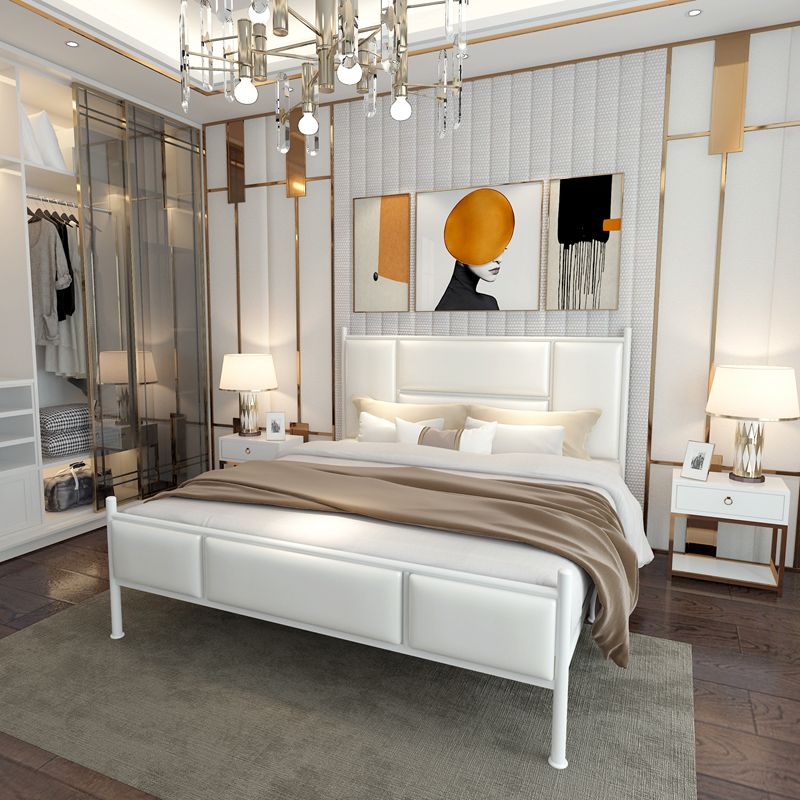 Luxurious Iron Panel Bed Upholstered Metal Bed Frame With Headboard and Footboard Clearhalo 'Bedroom Furniture' 'Beds' 'furn' 'furn_beds' 'Furniture' 1200x1200_d024cedb-6fb2-479c-ada5-77f6d9c4fd3e