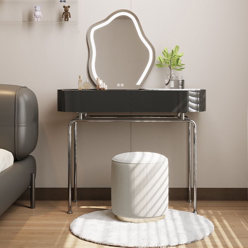 Tavolo da scrivania per trucco nero per trucco in legno con cassetto