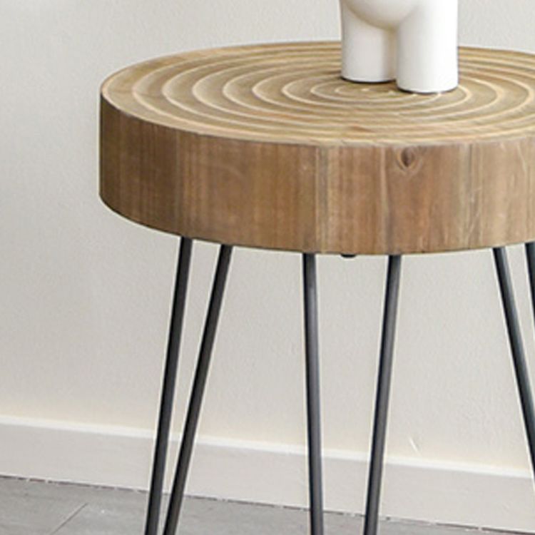 Round Sold Wooden Coffee Table with Black Base and Brone Top Clearhalo 'Coffee & Accent Tables' 'Coffee Tables' 'coffee_tables' 'furn' 'furn_coffee_tables' 'Furniture' 'Living Room Furniture' 1200x1200_d0258a4e-5243-420e-a606-a9bd249f52ee