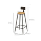 Solid Wood Dining Stools Low Back Bar Stools with Metal Legs