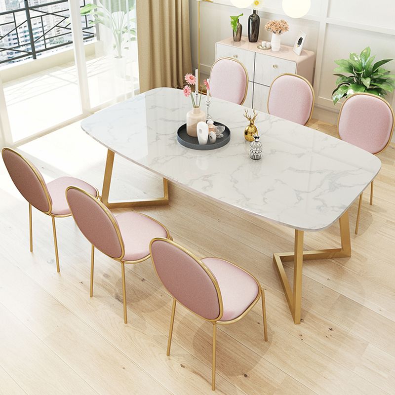 Metal Traditional Luxury Rectangle Indoor Table Sintered Stone Top Table with Sled Base Clearhalo ' dining_table' 'Dining Tables & Seating' 'Dining Tables' 'furn' 'furn_dining_table' 'Furniture' 'furniture_dining_table' 'Kitchen & Dining Furniture' 'kitchen&dining_furn' 'kitchen' 'kitchen_dining_table' 1200x1200_d02619c4-b3d0-4f08-af8f-2fa1065b2b78