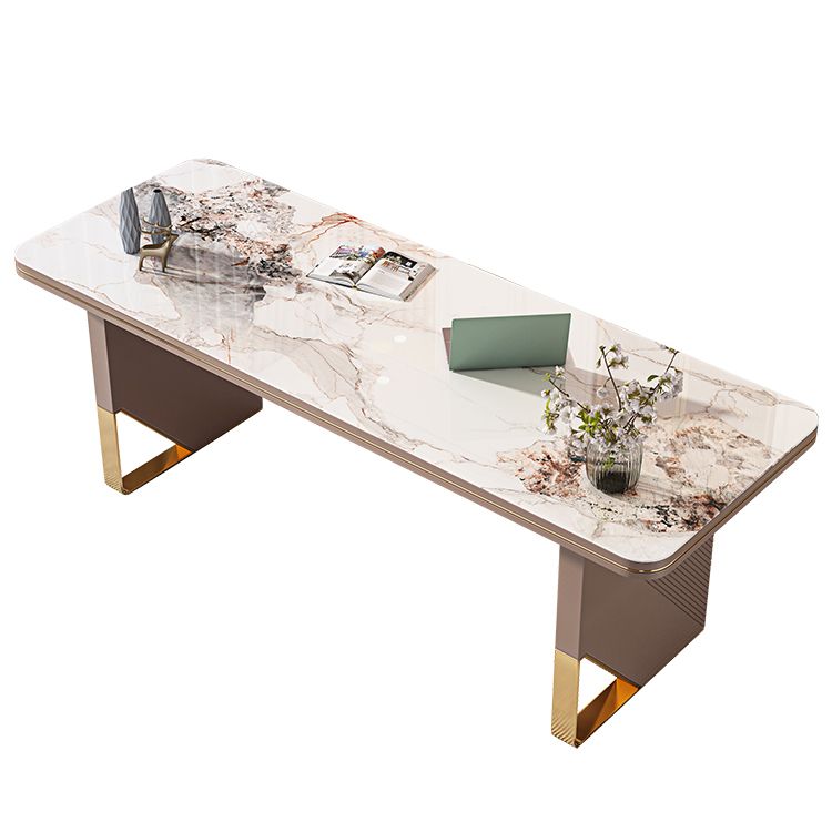 Rectangular Shaped Stone Office Desk 2 Legs Writing Desk in Brown Clearhalo 'furn' 'furn_office_desk' 'Furniture' 'Office Desks' 'Office Furniture' 'office_desk' 1200x1200_d0263c61-00e5-4a4d-9ff5-afcf48c95fa3