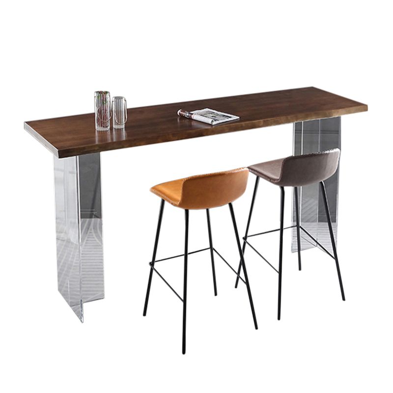 Ash Wood Bar-height Table with Acrylic Base Modern Rectangle Pub Table Clearhalo 'Bar Furniture' 'Bar Tables' 'bar_tables' 'furn' 'furn_bar_tables' 'Furniture' 'Kitchen & Dining Furniture' 1200x1200_d02644ff-1234-4a0c-ae37-3e0f2585aff2