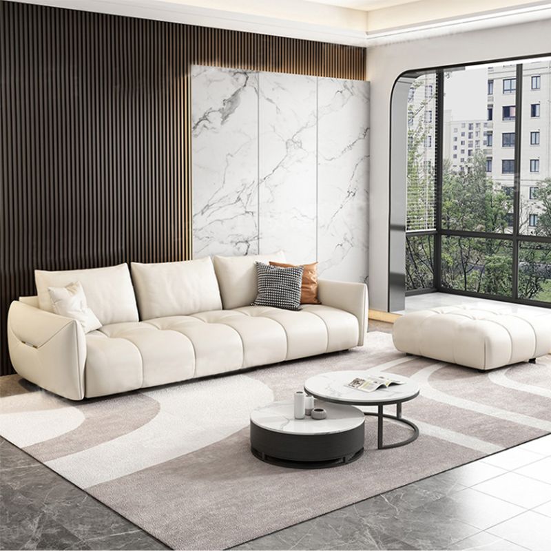 Eigentijdse faux lederen woonkamer vierkante arm kussens zitplaatsen