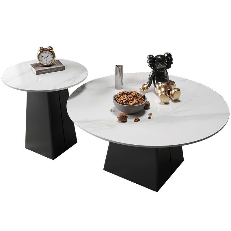 Contemporary with Casters Coffee Table Slate Pedestal Cocktail Table Clearhalo 'Coffee & Accent Tables' 'Coffee Tables' 'coffee_tables' 'furn' 'furn_coffee_tables' 'Furniture' 'furniture_coffee_tables' 'Living Room Furniture' 1200x1200_d029adce-c3d4-4262-8e0f-c13338b2bcfa