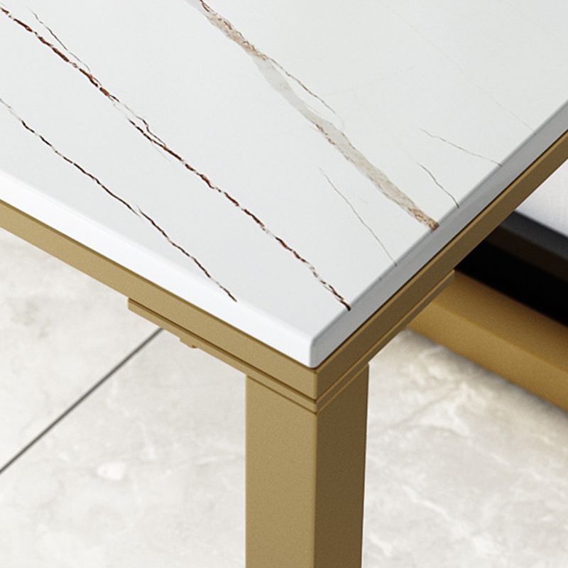 Glam Marble Office Desk 1-plank rechthoekig schrijfbureau met metalen benen