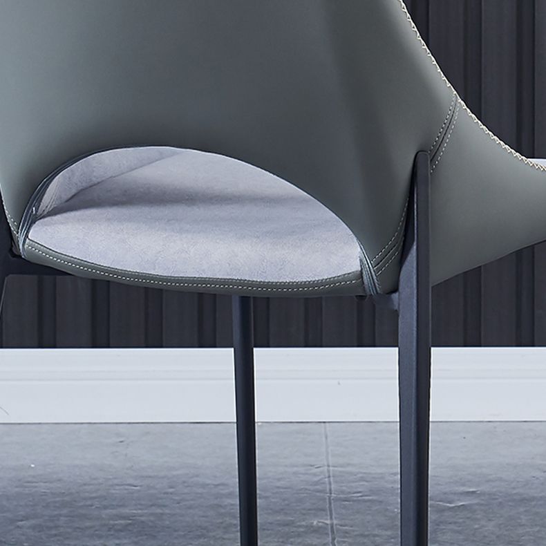 Contemporary Leather Restaurant Side Chair Open Back Dining Chair with Black Legs Clearhalo ' kitchen&dining_furn' 'Dining Chairs' 'Dining Tables & Seating' 'dining_chair' 'furn' 'furn_dining_chair' 'Furniture' 'furniture_dining_chair' 'Kitchen & Dining Furniture' 'kitchen' 1200x1200_d02f0bbb-c779-4f32-a4dd-7b62c822aa2d