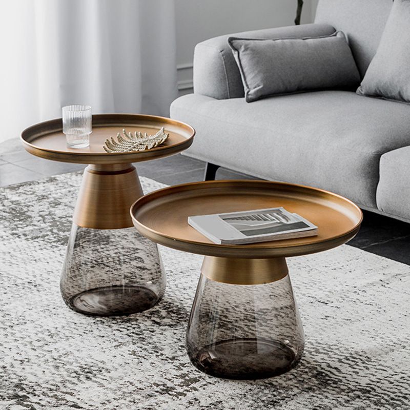 Mid-Century Modern Pedestal Glass Round Storage Single Coffee Table Clearhalo 'Coffee & Accent Tables' 'Coffee Tables' 'coffee_tables' 'furn' 'furn_coffee_tables' 'Furniture' 'Living Room Furniture' 1200x1200_d0305d12-039b-4135-b641-8063365a5506