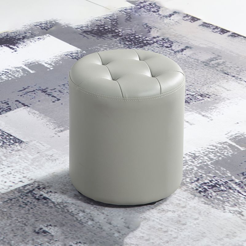 Modern Ottoman Water Resistant Tufted Leather Round Foot Stool Ottoman Clearhalo 'furn' 'furn_ottomans_poufs' 'Furniture' 'Living Room Furniture' 'Ottomans & Poufs' 'ottomans_poufs' 1200x1200_d0308d37-a056-4e47-a113-dfc63781f11e