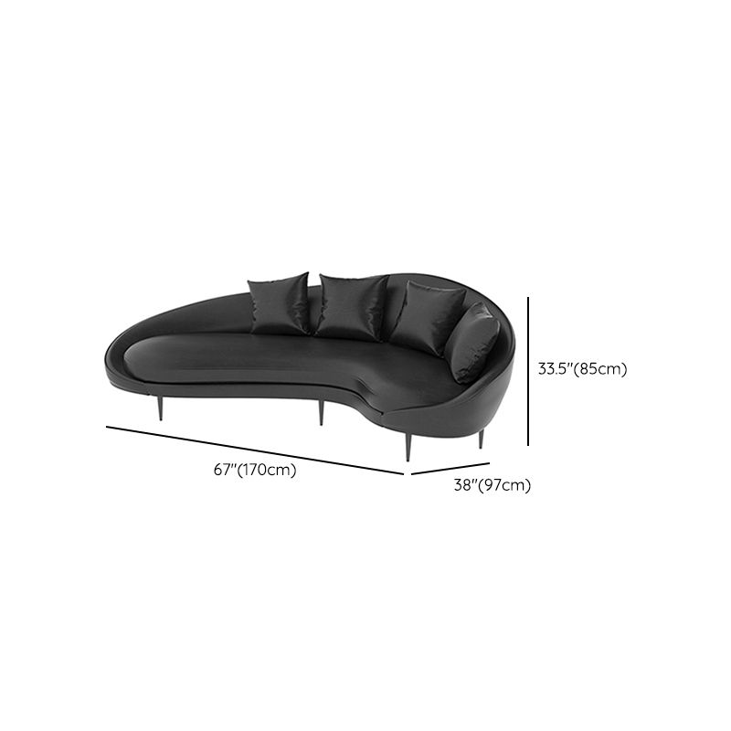 Contemporary Faux Leather Sloped Arm Sofa in Black For Living Room Clearhalo 'furn' 'furn_sofas' 'Furniture' 'Living Room Furniture' 'Sofa' 'sofas' 1200x1200_d0322cf6-1508-4319-a8e0-d20d8cb0ec05